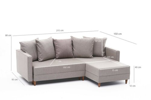 Eckklappsofa Bett Aydam Right Cream