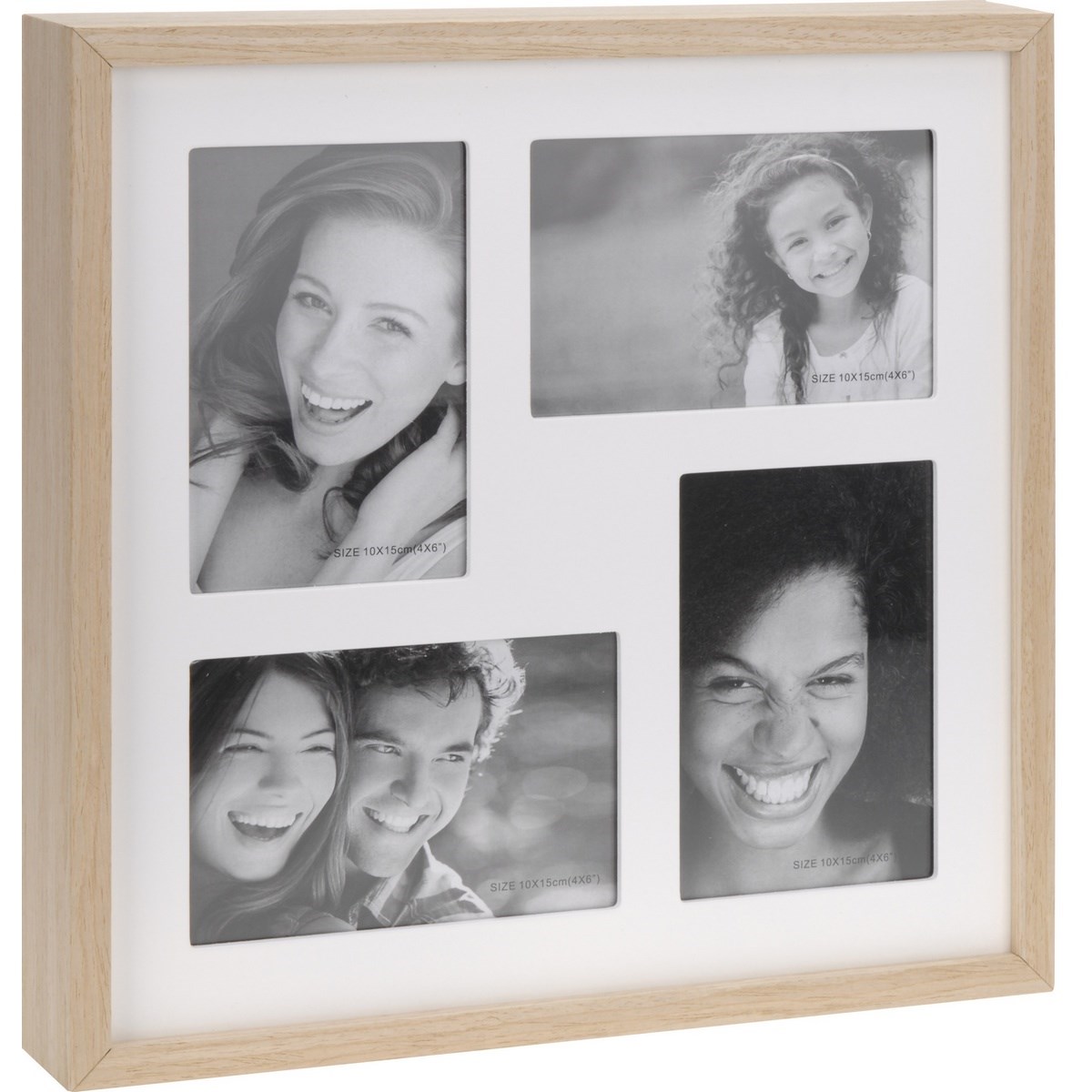 Fotorámček Wood na 4 fotografie, biela + béžová