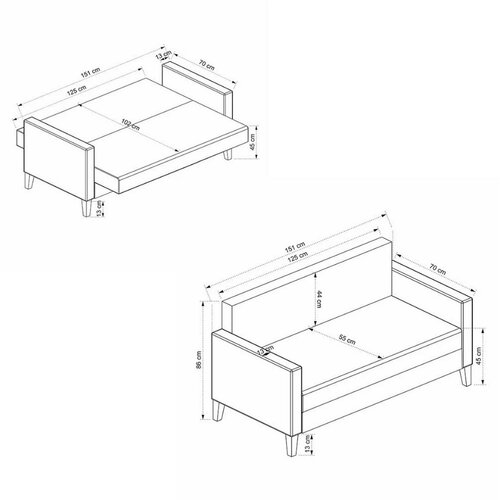 Sofa rozkładana Polya Dark Grey