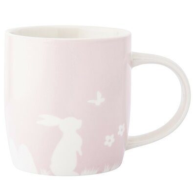 Altom Porcelánový hrnek Zajíc s motýlem, 360 ml,růžová
