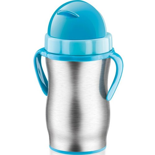 Tescoma BAMBINI Kinder-Thermosflasche mit Strohhalm, blau