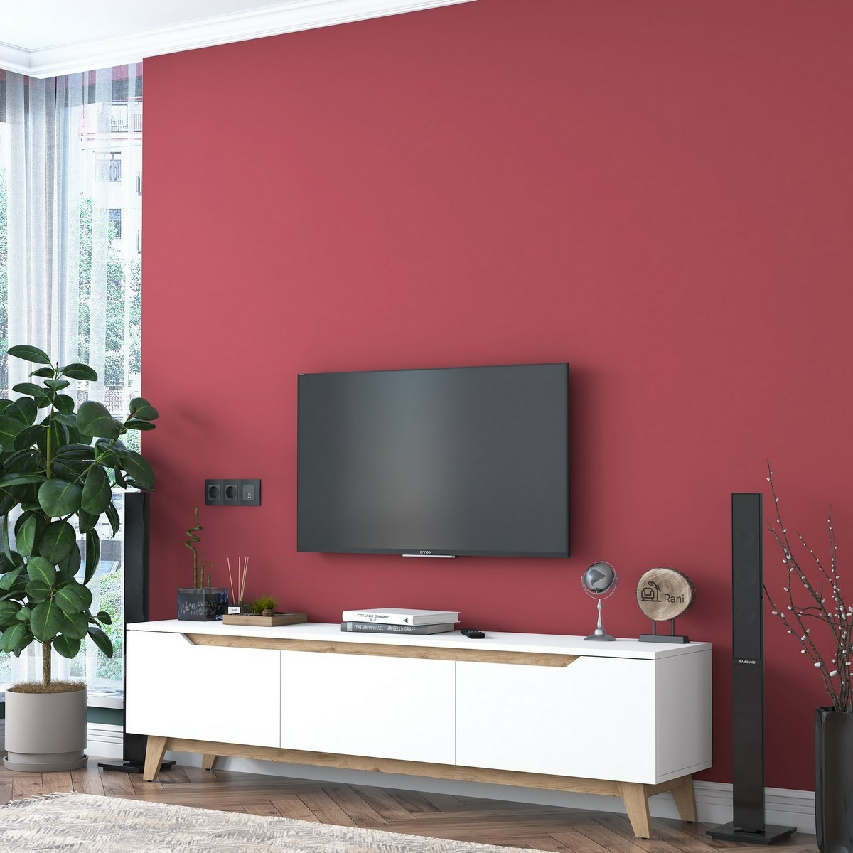 Televízny stolík Dite White and Walnut