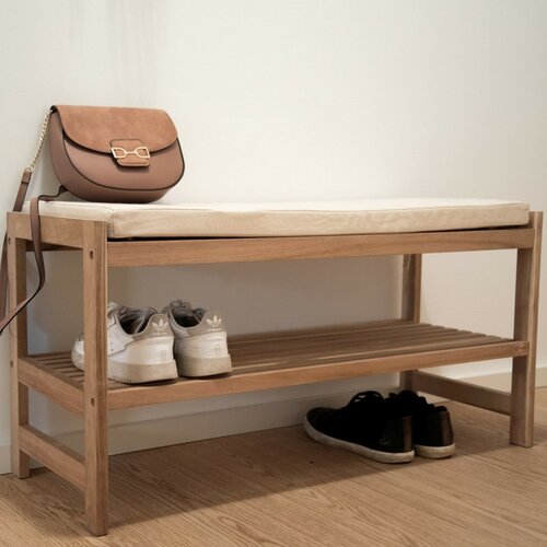 Wenko Dřevěný botník se sedátkem ACINA