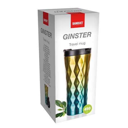 Banquet Дорожня чашка двостінна GINSTER 450 мл, золотисто-блакитний