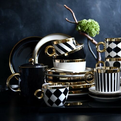 Altom Porzellan-Dessertteller Palazzo 21 cm, schwarz