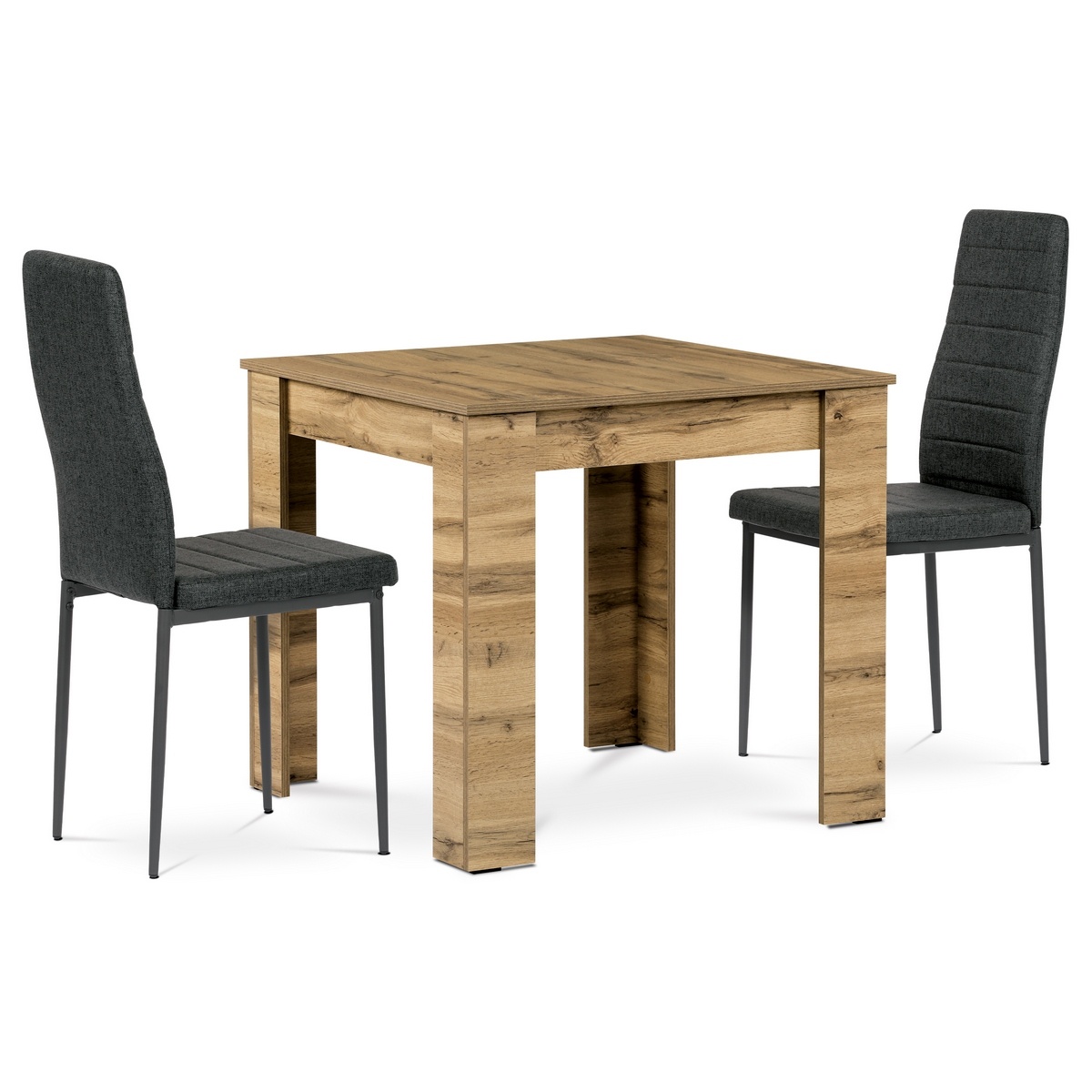 Jídelní set MDF se 2 židlemi,  80 x 80 x 75 cm, dub Wotan
