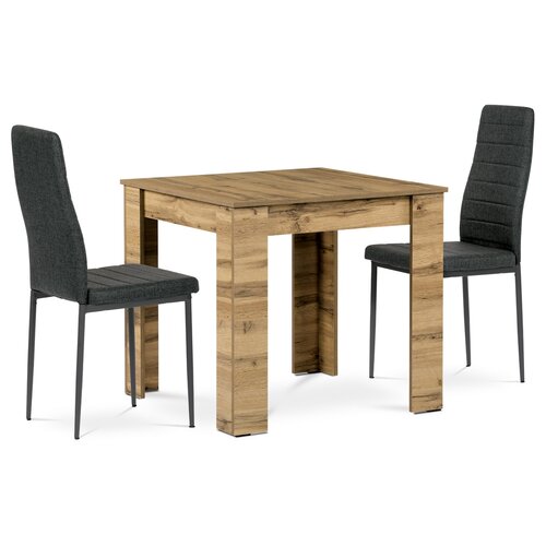 Jídelní set MDF se 2 židlemi,  80 x 80 x 75 cm, dub Wotan