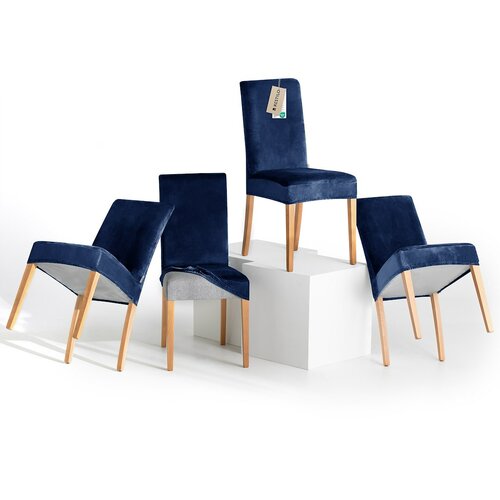 Restilo Spannbezug für Stuhl Sento Indigo, 48 x 48 x 58 + 10 cm, 4er-Set