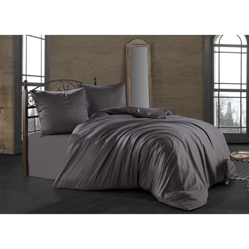 Lenjerie pat satin Antracit, 140 x 200 cm, 70 x 90 cm