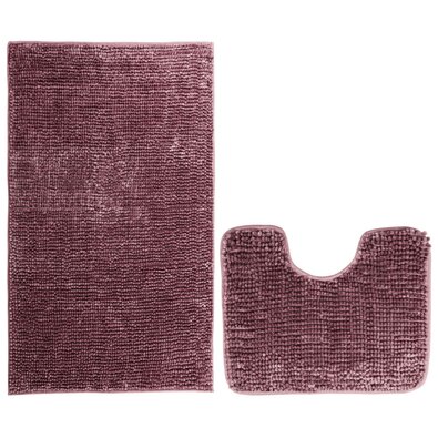 AmeliaHome Komplet dywaników łazienkowych Bati bordowy, 2 szt. 50 x 80 cm, 40 x 50 cm
