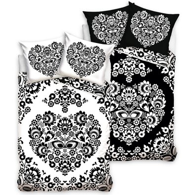 Бавовняна постільна білизна Folklor Серце, 140 x 200 см, 70 x 90 см