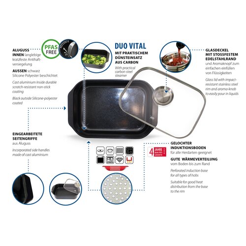 Elo 89940 Форма для випікання зі скляною кришкоюта ароматичною ручкою Duo Vital 40 x 26 см