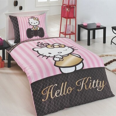 Matějovský Bavlnené obliečky Hello Kitty Gold, 140 x 200 cm, 70 x 90 cm