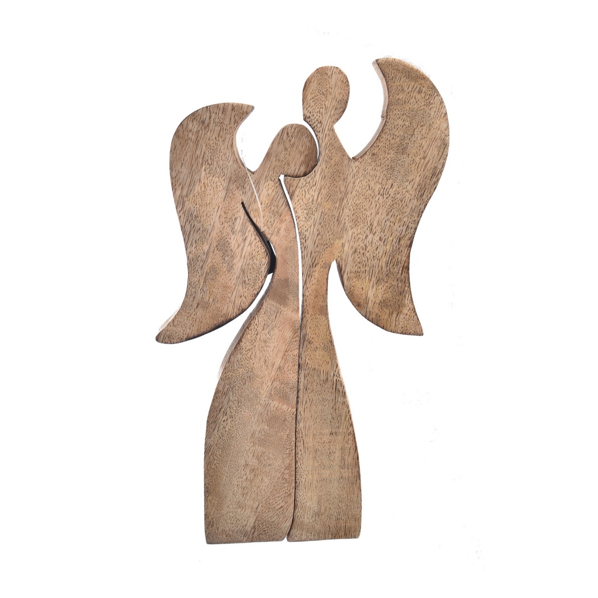 InDecor Dekoracja z drewna mango Anioły wobjęciach, 12,5 x 2 x 22 cm