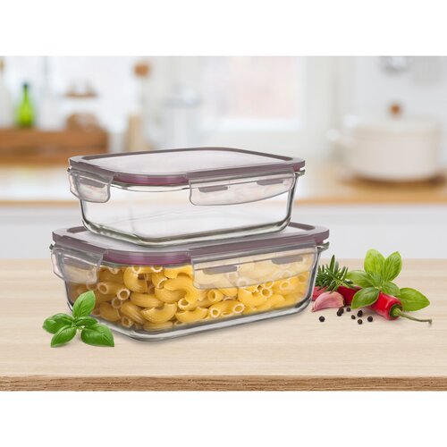 Banquet Set of glass jars with lids Lora,burgundy, 2 pcs