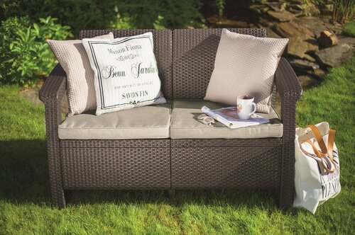 Keter Gartensofa Corfu, 128 x 70 x 79 cm, Cappuccino