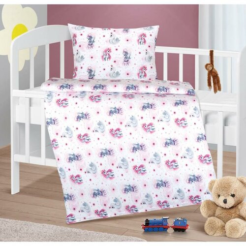 Bellatex Lenjerie de pat din bumbac pentru copii Beáta Unicorn roz, 100 x 135, 45 x 60 cm