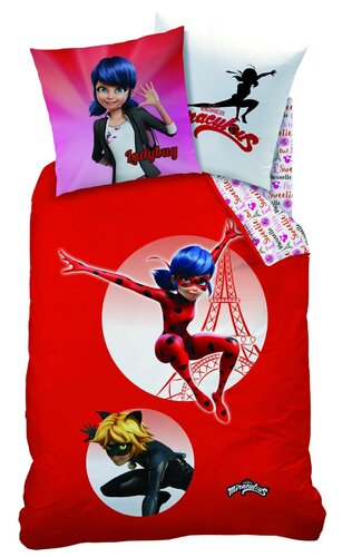 CTI Detské bavlnené obliečky Miraculous Ladybug, 140 x 200 cm, 70 x 90 cm