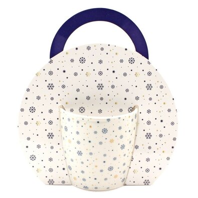 Home Elements Skodelica s snežinkami, sivo-bela,300 ml