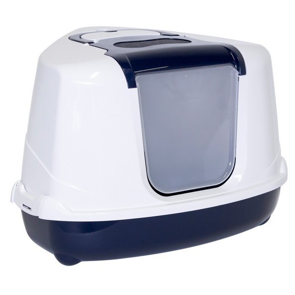 Karlie-Flamingo Rohová toaleta pre mačky Flip-cat modrá, 56 x 45 x 38 cm