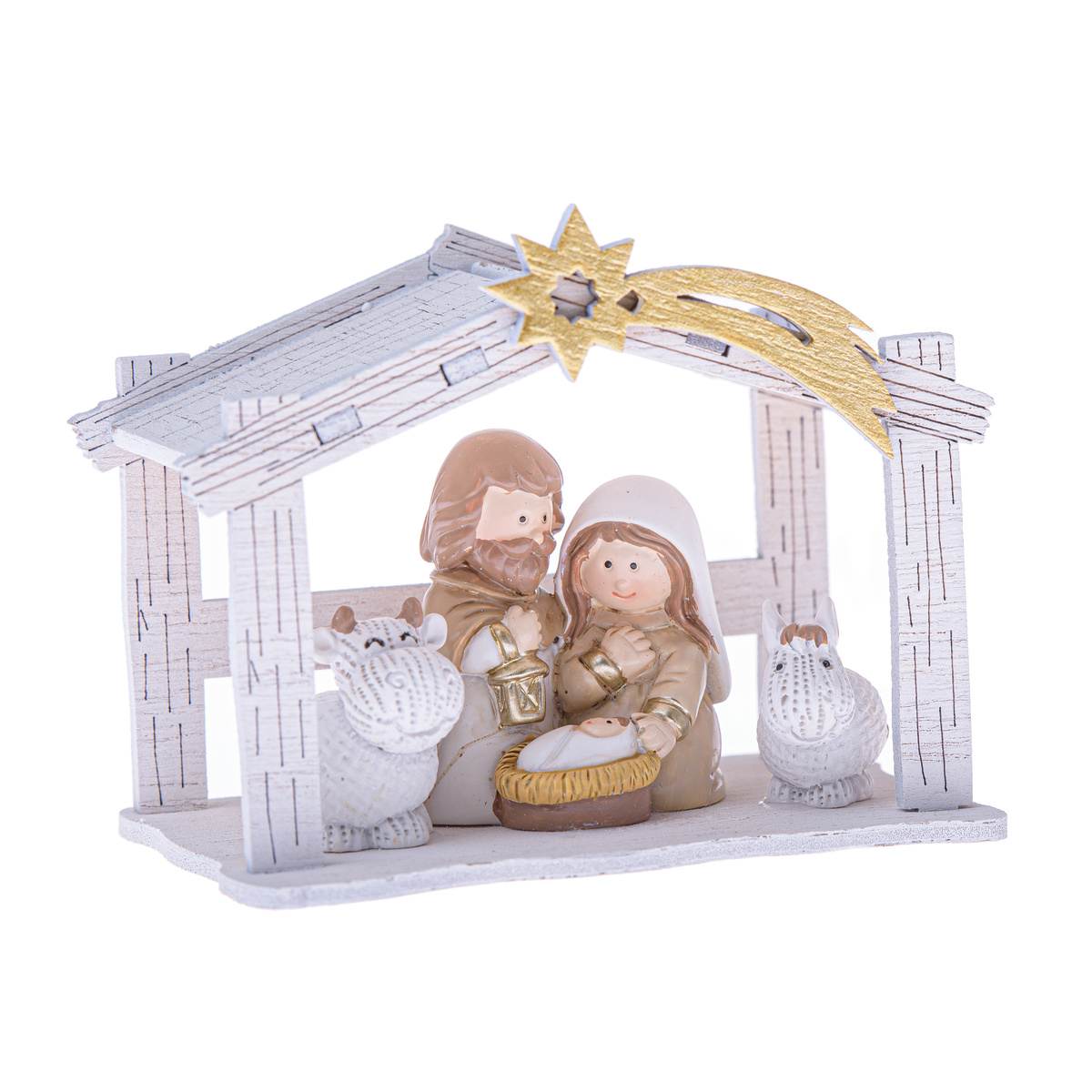 Szopka bożonarodzeniowa z kometą 9,5 x 7,2 x 6 cm, biały