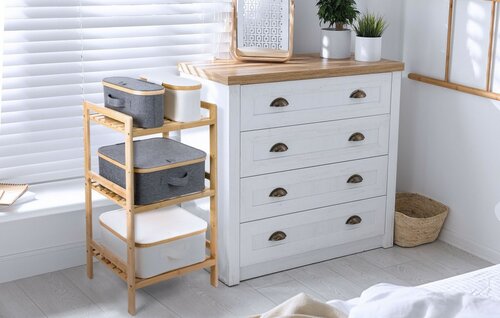 Скринька для зберігання G21 40 x 30 x 15 см,бамбукова з кришкою, сіра