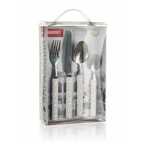 Banquet Edelstahlbesteck mit Kunststoffgriff HEXAGON, 24 Teile