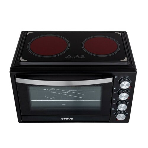 Orava Elektra-C38 elektrická trouba s dvouplotýnkovým sklokeramickým vařičem, 38 l