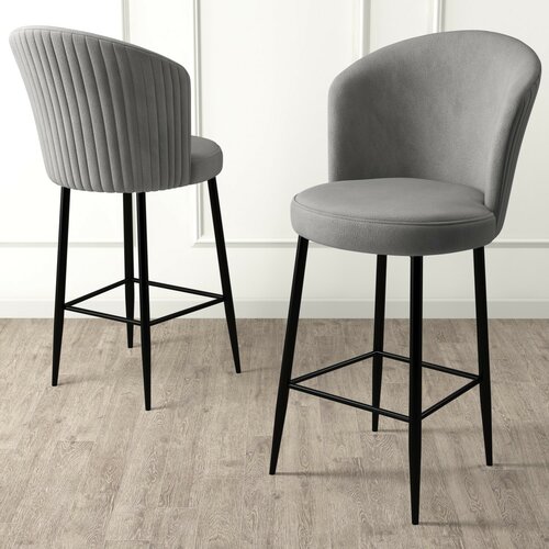 Set de scaune de bar Alte, Grey and Black, 6 buc