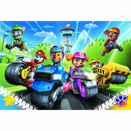 Puzzle Labková patrola na motorkách Paw patrol, 100 dielikov, 41x27,5 cm, v krabici 29x19x4 cm