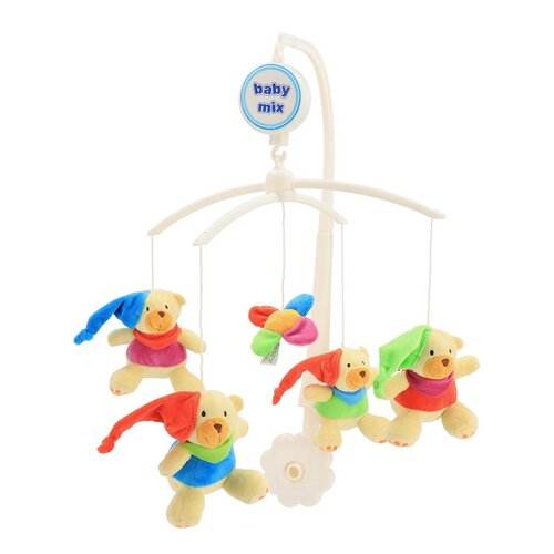 Baby Mix Kolotoč nad postieľku Medvedíky s čiapočkami, pr. 36 cm