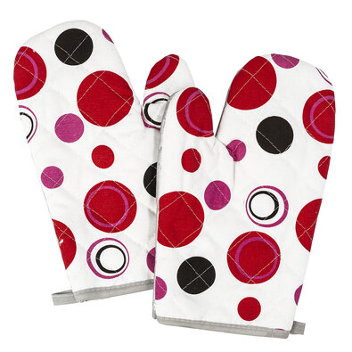 Mănușă bucătărie Bulină roșie, 28 x 18 cm, set 2 buc.