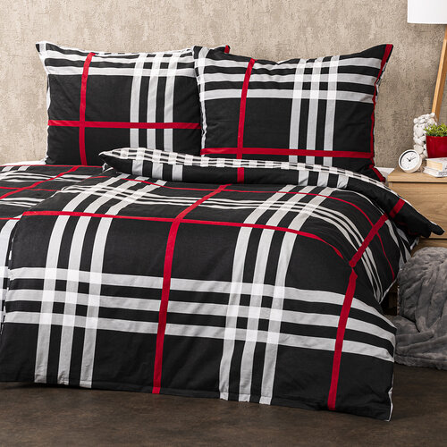 4Home Flanell-Bettwäsche Cube schwarz, 220 x 200 cm, 2 St. 70 x 90 cm