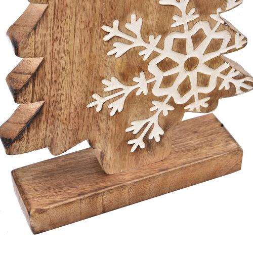 4Home Dekorace z mangového dřeva Snowflake Tree,33 cm