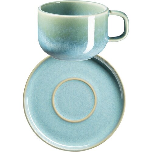 Mäser Kaffeetassenset mit Untertassen Cordelia Atacama Green, 6+6 Stück