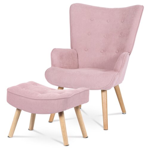 Ohrensessel mit Fußhocker PINK2, rosa