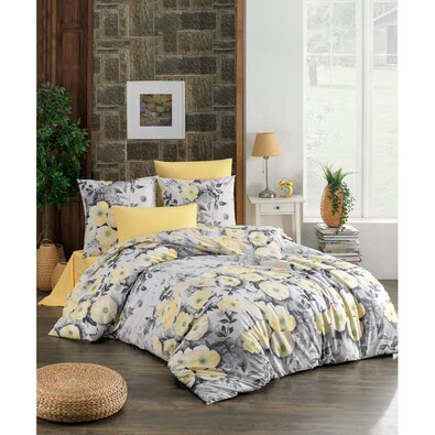 BedTex Бавовняна постільна білизна Alisa жовта,140 x 220 см, 70 x 90 см