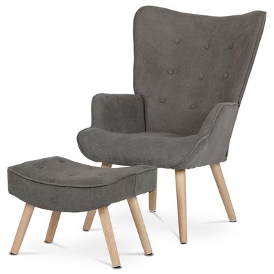 Ohrensessel mit Fußhocker LAN2, braun