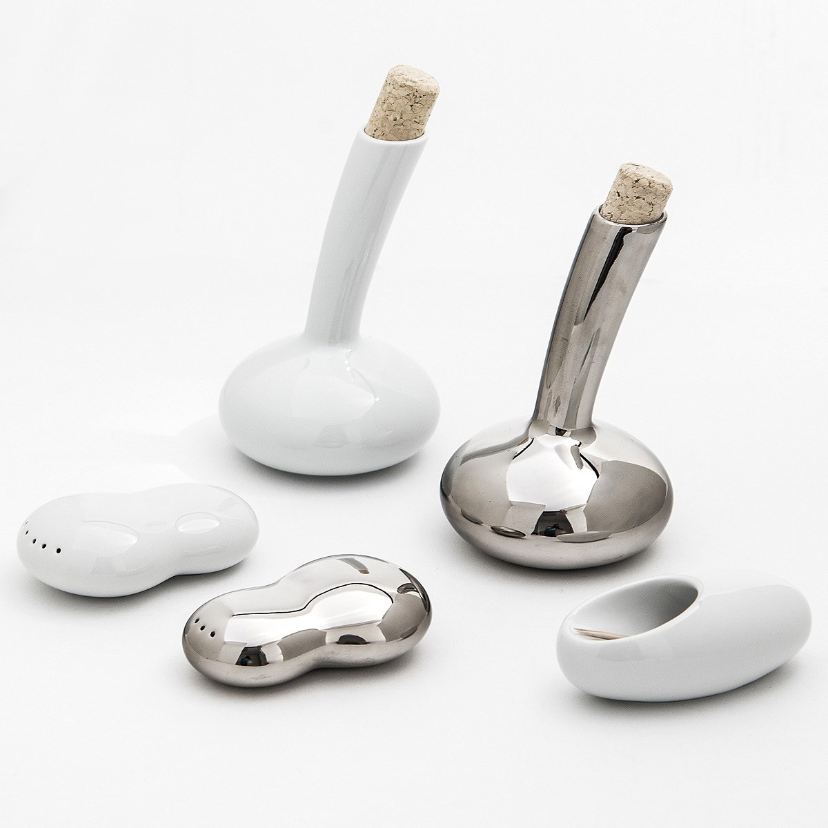 Studio Pirsc Porcelain Set Kuchajda 5 ks, biela a platinová