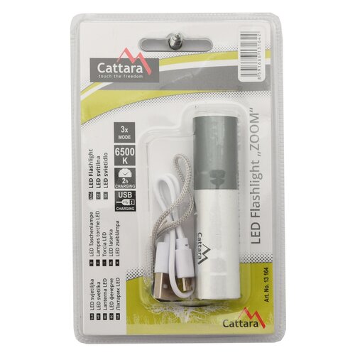 Cattara Silver tölthető zseblámpa, LED 120 lm ZOOM