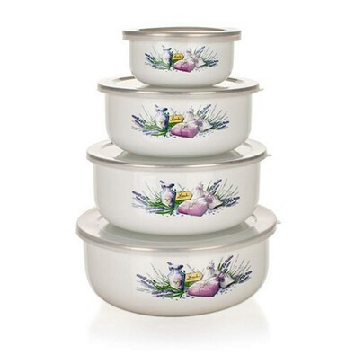 Banquet Set aus Emaille-Schalen Lavender