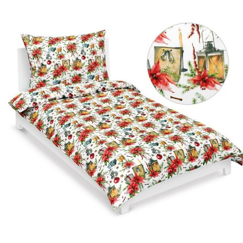 Bellatex Świąteczna pościel bawełniana Gwiazda, 140 x 200 cm, 70 x 90 cm