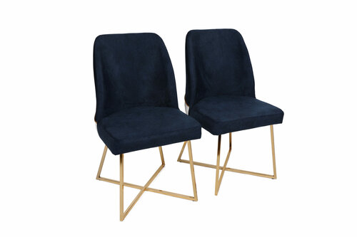 Set de scaune de sufragerie Madrid Dark Blue and Gold, 2 buc.