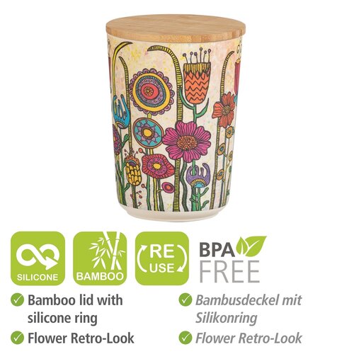 Doză Wenko Flowers, cu capac din bambus, 700 ml