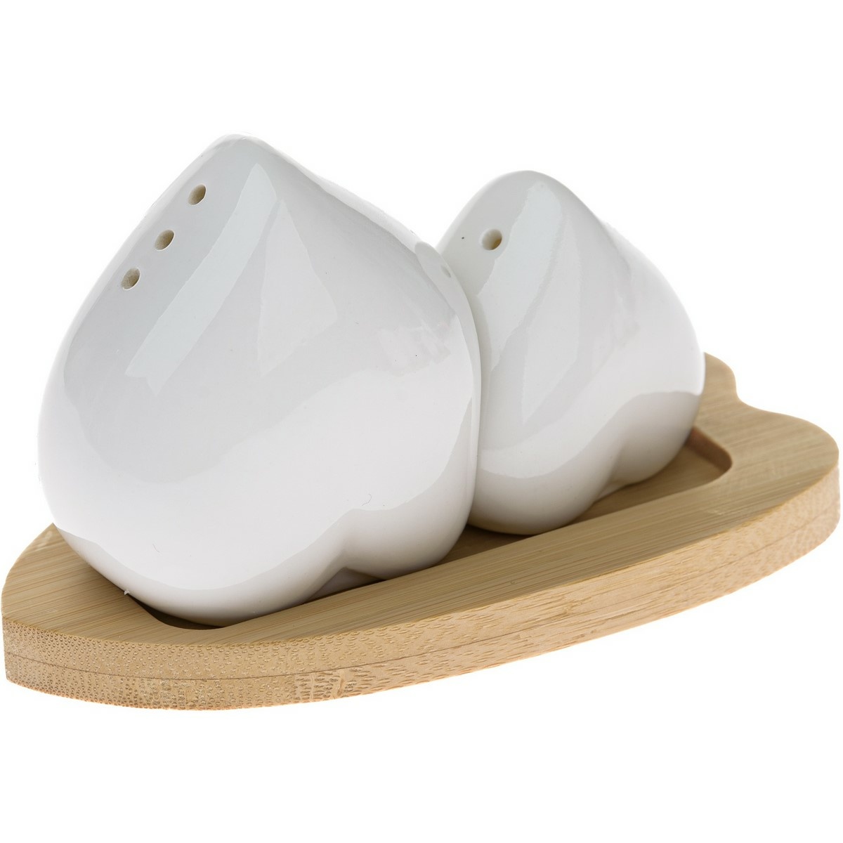 Porcelanowa solniczka i pieprzniczka z podstawkąSerce