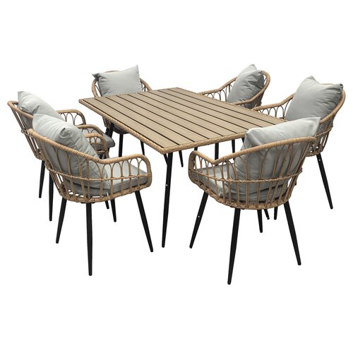 Autronic Stół ogrodowy, metal, polywood, brązowy, A Z-F1407 NAT