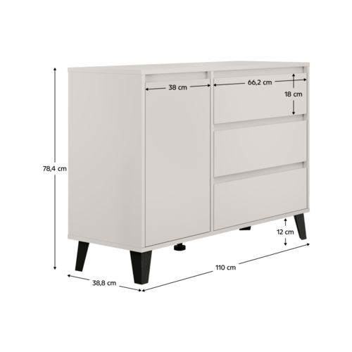 BOGAN 1D3S komód, kasmír