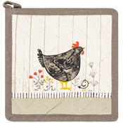 Home Elements Kuchynská chňapka s magnetom a podložka Sliepočky, 18 x 32 cm, 20 x 20 cm