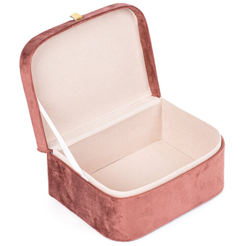 Velvette ékszertartó doboz, rózsaszín, 23 x 17 x  10,5 cm