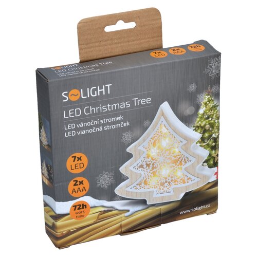 Solight 1V45-T Vánoční dřevěný Stromek teplá bílá, 6 LED